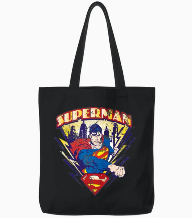 Superman Metropolis Tote Bags in Black