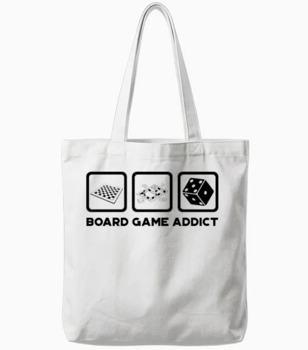 Board Game Addict Gaming Tote Bags in White