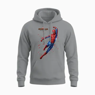 Marvel Spider-Man Far from Home Web Swing Shatter Portrait Unisex Hoodie - Sport Grey