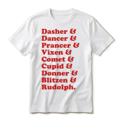 Reindeer Names Unisex T-Shirt - White