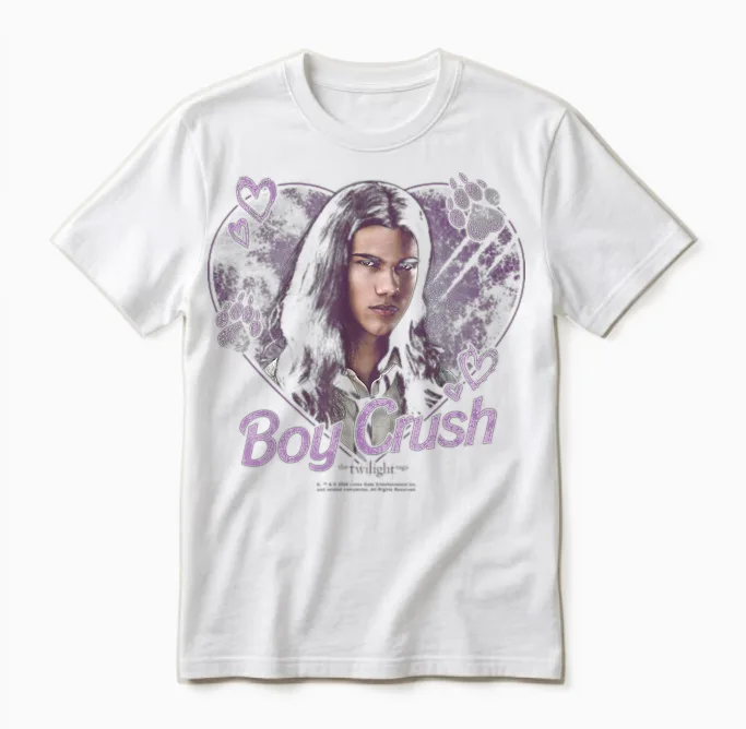 Twilight Boy Crush Jacob Heart Collage Werewolf Movie Unisex T-Shirt in White