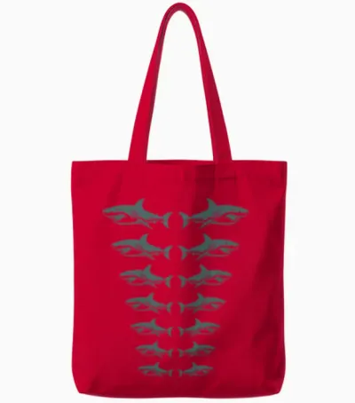 Shark Row Pattern Tote Bags - Red