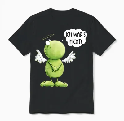 Funny Frog Angel Inschuldig Ich War's Nicht Statement T-Shirt, Black Unisex T-Shirt - Black