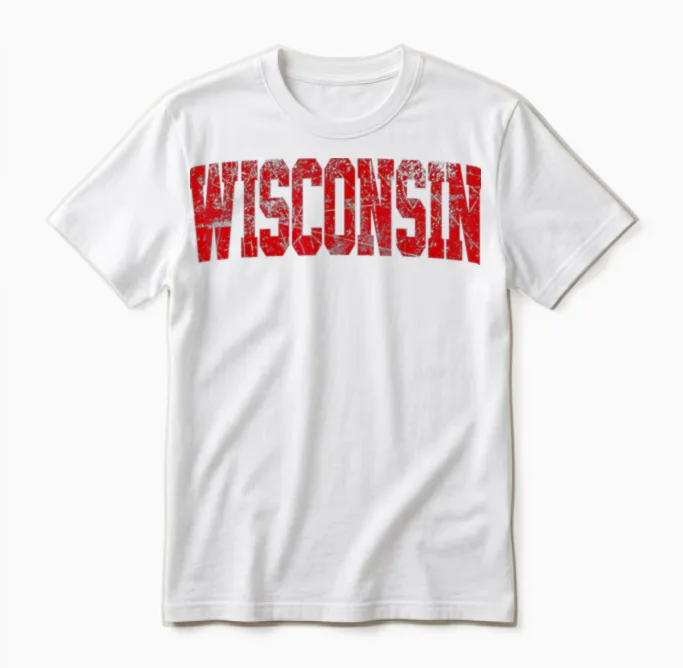 Vintage Wisconsin Mens Wisconsin Womens Red Retro Wisconsin Unisex T-Shirt in White