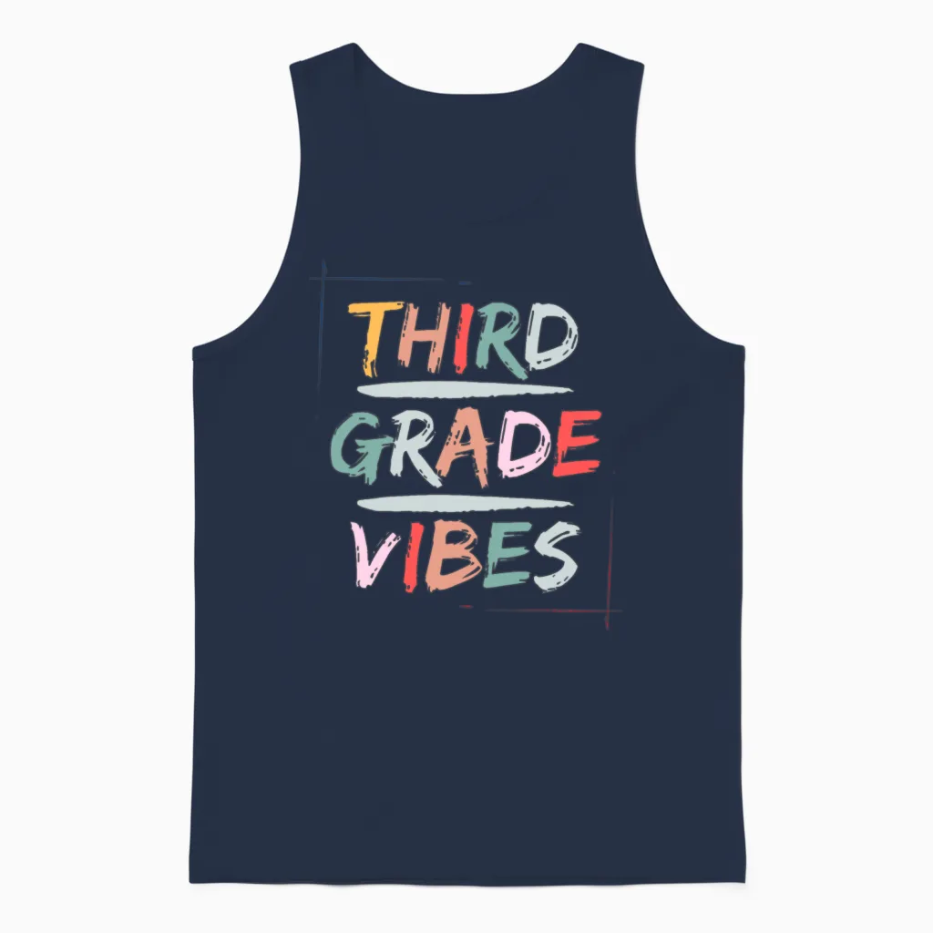 Third Grade Vibes 3rd Grade Retro Unisex Tank Top in Navy