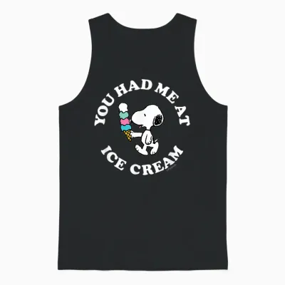 Peanuts - Snoopy You Had Me at Ice Cream Unisex Tank Top - Black