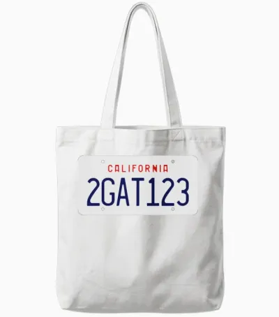 2gat123 License Plate Tote Bags - White