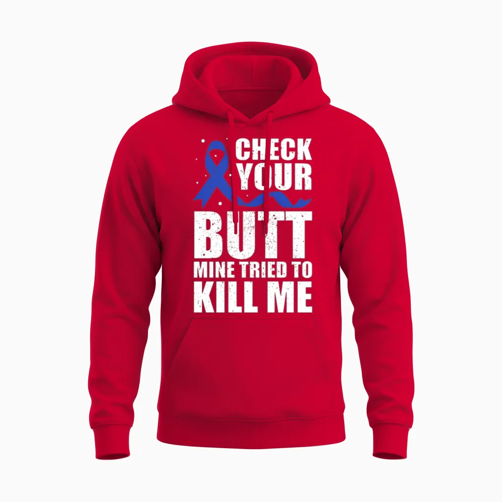 Funny Colon Cancer Awareness Unisex Hoodie in Red