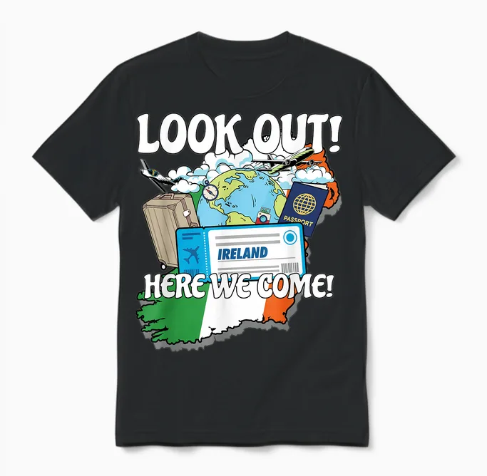 Schauen Sie Sich Irland An, Wir Kommen Passende Familienurlaubsreise Unisex T-Shirt in Black