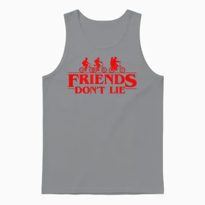 Stranger Things Group Shot Red Friends Don't Lie Unisex Tank Top - Sport Grey