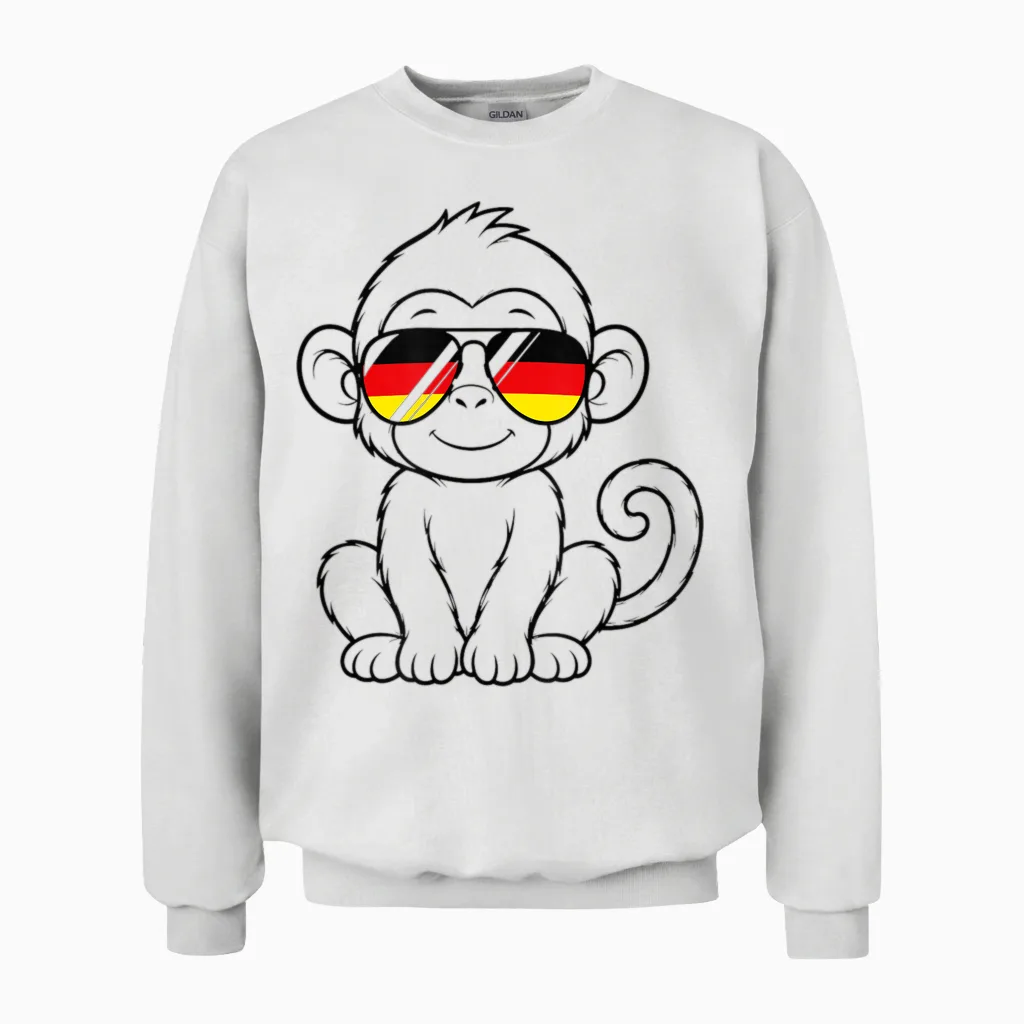 Deutsche Flagge Affe Deutsch Deutschland Affen Unisex Sweatshirt in White