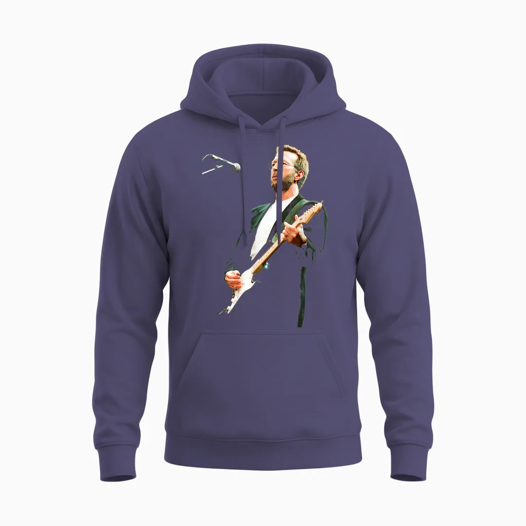 Guitarist Eric Clapton Blues Live Sheffield 1993 Unisex Hoodie in Heather Sport Dark Navy