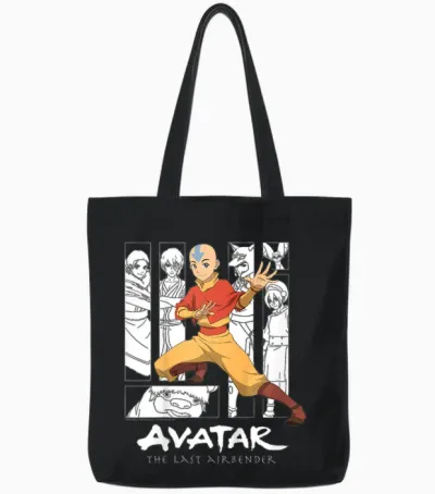 Child Avatar the Last Airbender Aang Character Ride-On Kids T-Shirt, Black, 2 Tote Bags - Black