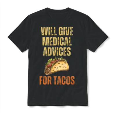 Funny Quote Medical Advices for Tacos Unisex T-Shirt - Black