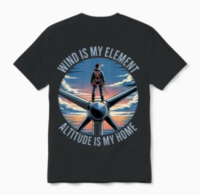 Wind Is My Element Wind Turbine Technician Unisex T-Shirt - Black
