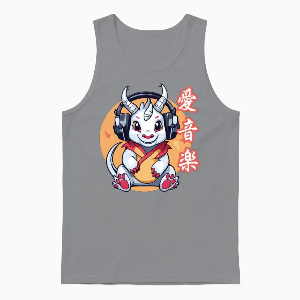 Japanese Music Dragon Lovers Unisex Tank Top in Sport Grey