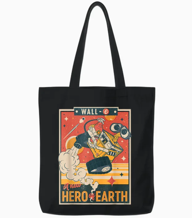 Disney and Pixar’s Wall-E a New Hero of Earth T-Shirt Small Tote Bags in Black