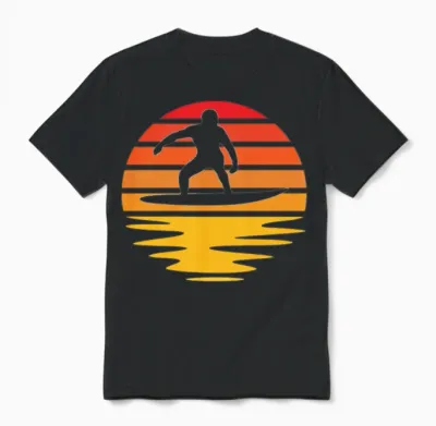 Surfing Retro Unisex T-Shirt - Black