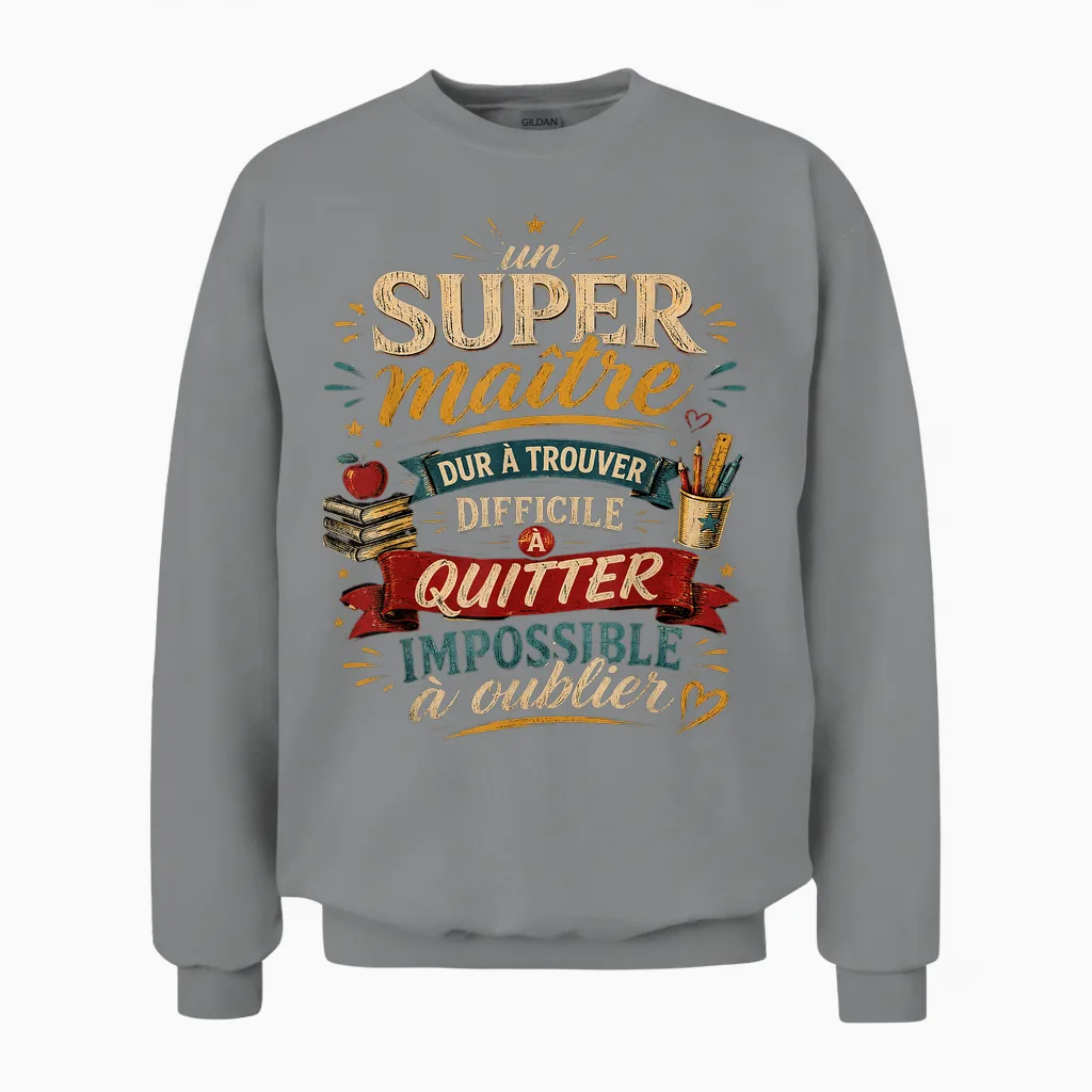 Gift a Super School Teacher End of Year Humor Original Unisex Sweatshirt in Sport Grey