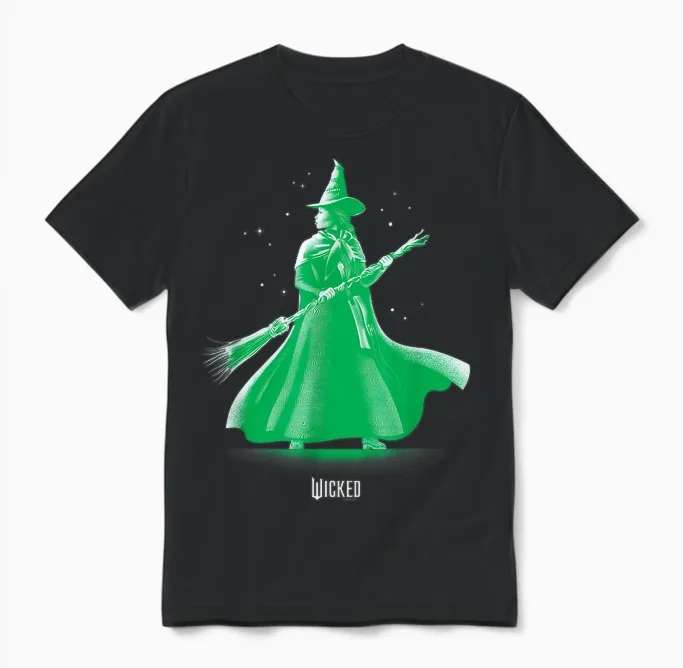Wicked Unisex-Adults Classic Fit Green Elphaba Pose Tonal Unisex T-Shirt in Black