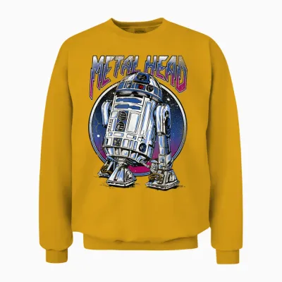 Star Wars R2d2 Metal Head Vintage Disney+ Unisex Sweatshirt - Gold