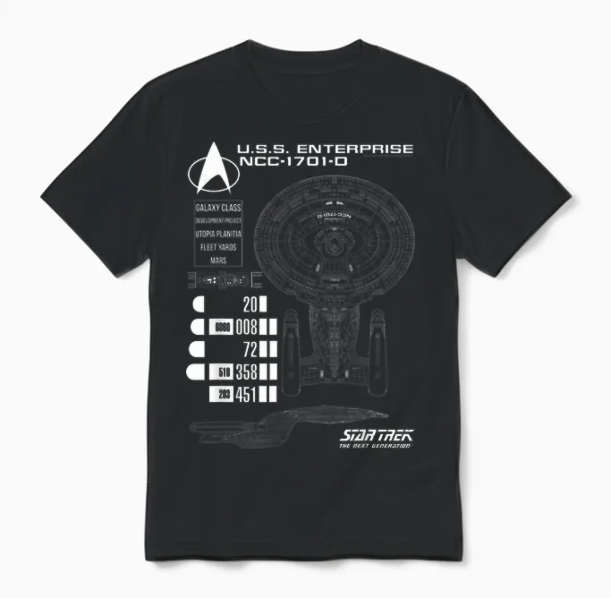 Star Trek: the Next Generation U.s.s. Enterprise Chart Unisex T-Shirt in Black