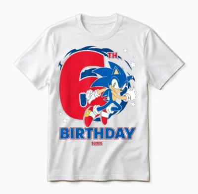 Sonic the Hedgehog Epic Sonic 6th Birthday Big Chest Logo Unisex T-Shirt - White