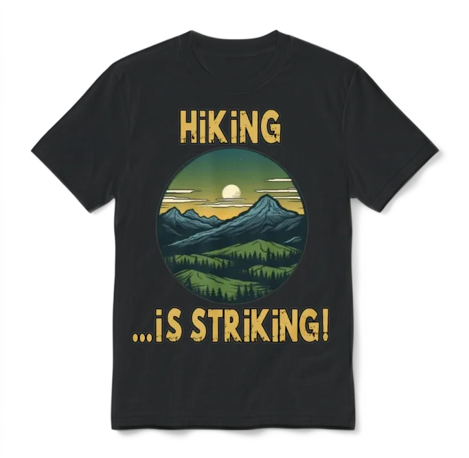 Hiking Is Striking Adventure! Unisex T-Shirt - Black