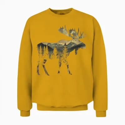 Elch Berge Wandern Camping Alaska Naturliebhaber Unisex Sweatshirt - Gold