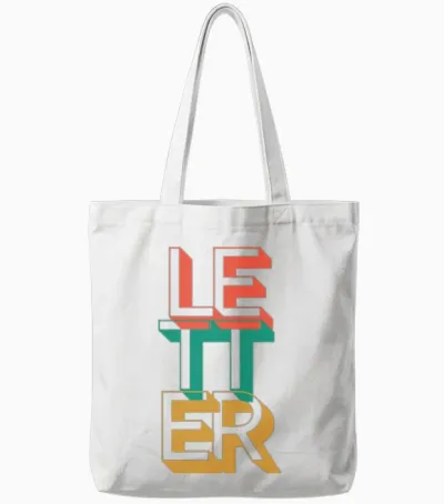 Retro Letter Tote Bags - White