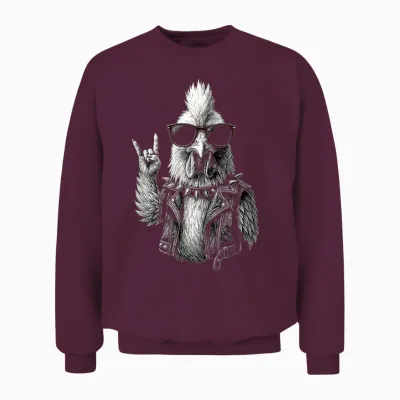 Lustiger Hardrock Hahn Unisex Sweatshirt - Maroon