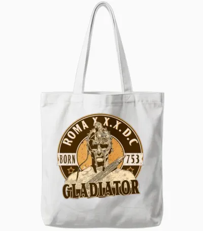 Roman Gladiator with Helmet and Sword Tote Bags - White
