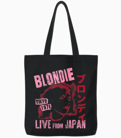 Blondie Live from Japan Flyer Vintage Band Tote Bags - Black