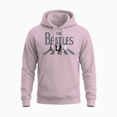The Beatles - Abbey Road Greyscale Album Cover Unisex Hoodie - Light Pink