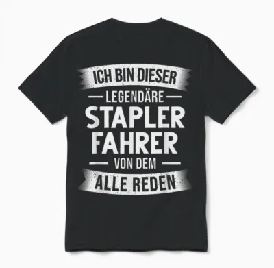 T-Shirt with German Text "gabelstapler Lagerist Ich Bin Dieser Legendäre Staplerfahrer" [german Unisex T-Shirt - Black