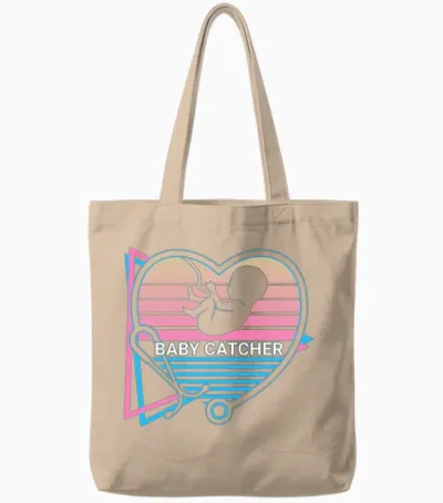 Obgyn Retro Tote Bags - Natural