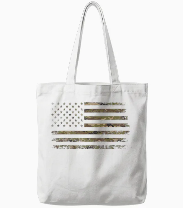 Camo American Flag Usa Camouflage Men Boys Women Girls Tote Bags in White