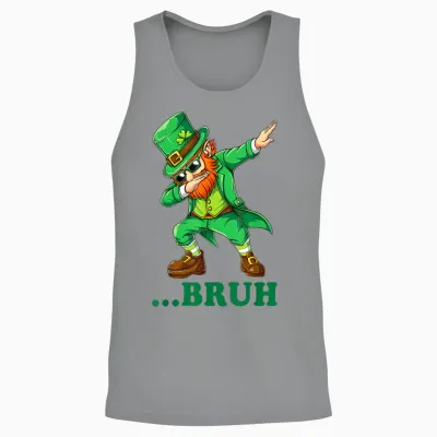 Bruh Dabbing Leprechaun Funny Kids Boys & Mens Day Unisex Tank Top - Sport Grey