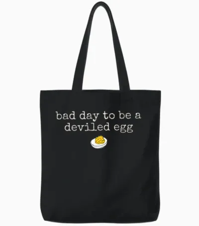Retro Funny Thanksgiving Dinner Bad Day to Be a Deviled Egg Tote Bags - Black