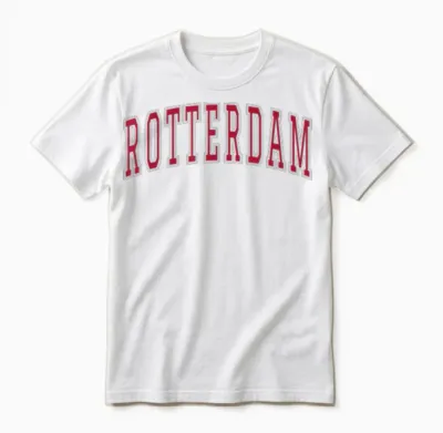 Rotterdam New York Souvenir College Style Roter Text Unisex T-Shirt - White