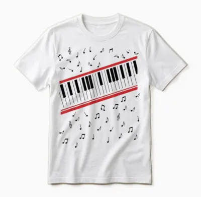 Beat It Key Piano Graphic Music Retro Unisex T-Shirt - White