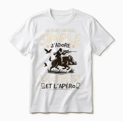 Simple Guy J'adore La Chasse Et L'apéro Humour Hunter Unisex T-Shirt - White