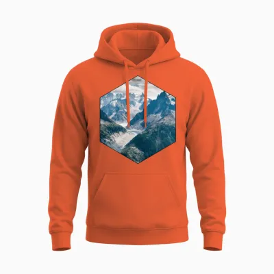 Hexagon Mountains Unisex Hoodie - Orange