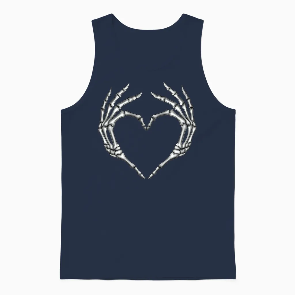 Skeleton Hands Heart Valentine Halloween Costume Unisex Tank Top in Navy