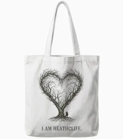 I Am Heathcliff - Wuthering Heights Quote Tote Bags - White