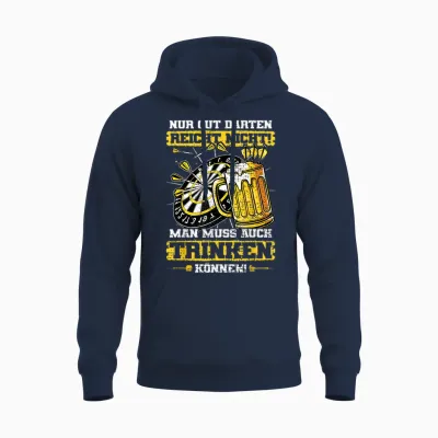 Dart "nur Gut Darten Reicht Nicht" Beer Drinking Retro Dart T-Shirt, Black Unisex Hoodie - Navy
