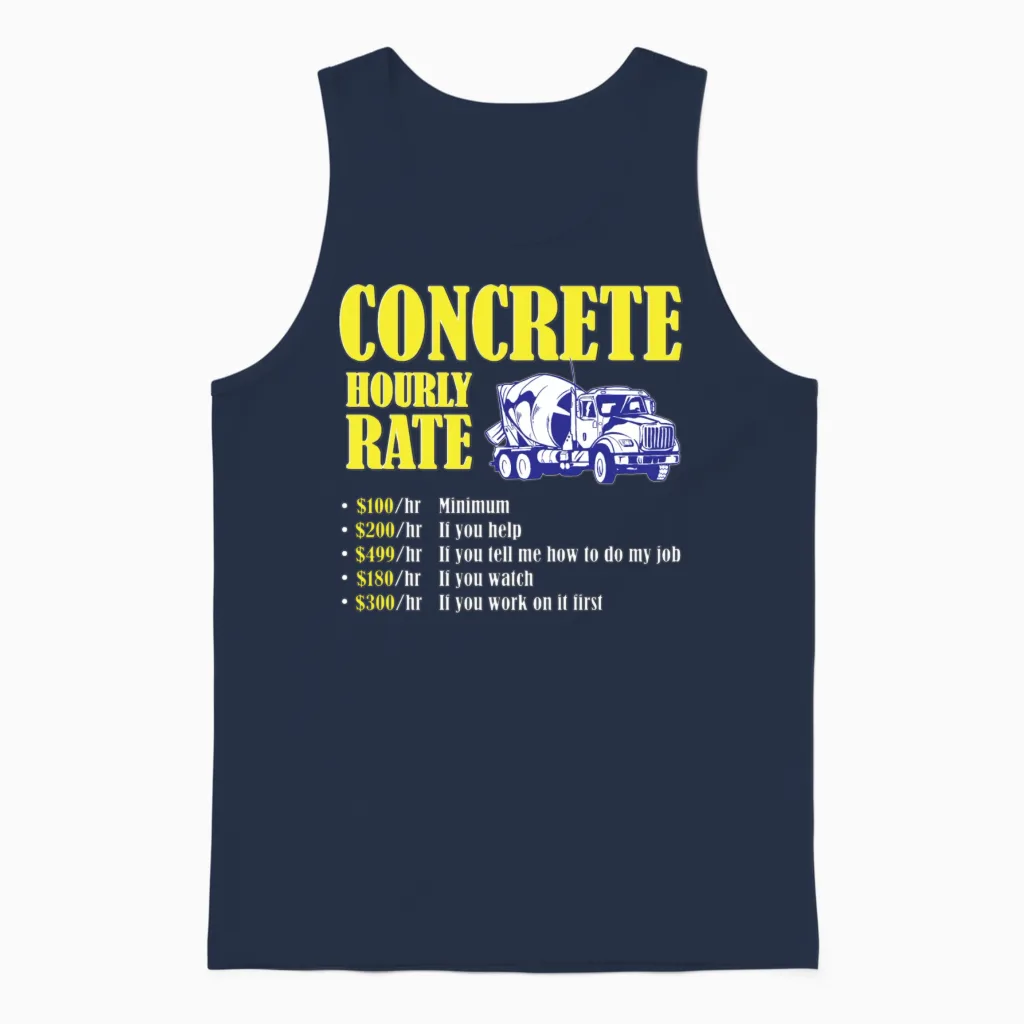 Concrete Finisher Hourly Rate Funny Concrete Unisex Tank Top in Navy