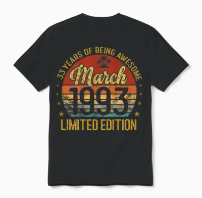 à L'arrière - Rétro - Vintage - Mars 1993-33 Ans Unisex T-Shirt - Black