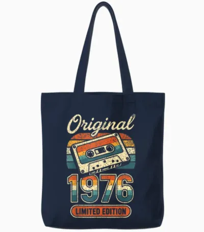 50th Birthday Man Woman 50 Years Decoration 1976 Gift Funny Tote Bags - Navy