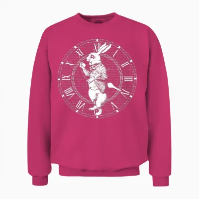 White Rabbit Vintage Clock Steampunk Unisex Sweatshirt - Heliconia